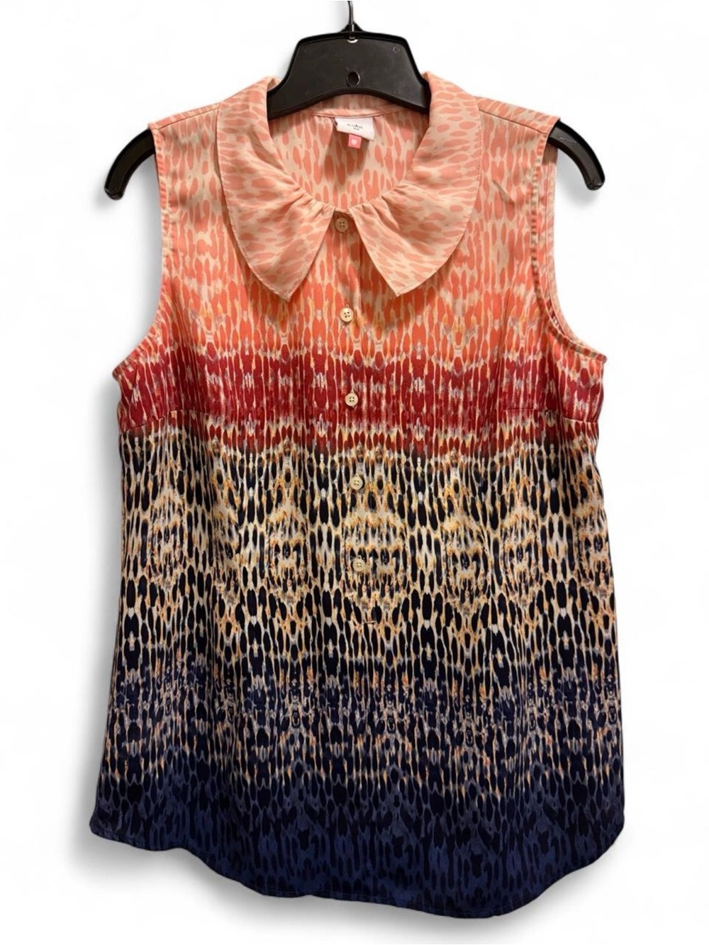 CAbi Ombre Animal-Print Sleeveless Blouse in Coral, Red, Navy
